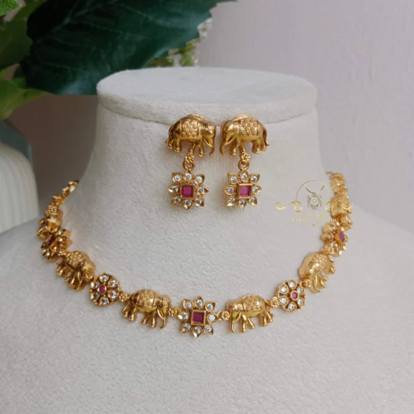 Elephant and Flower Neckset