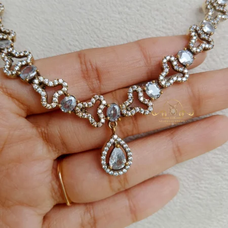 Trendy White Stone Victorian Necklace
