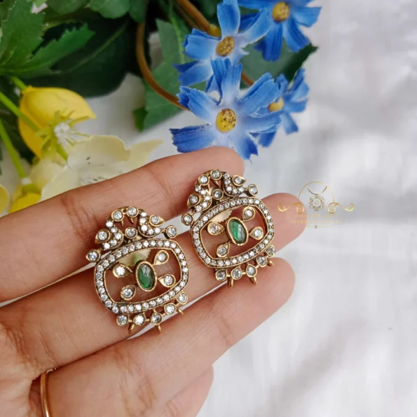 Green Stone and Peacock Victorian Pendant Set