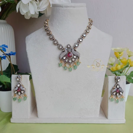 Victorian Massonite Mango Chain with Peacock Pendant
