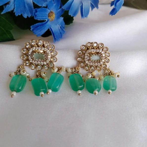 Victorian Elephant Choker with Green Pastel Bead Drops