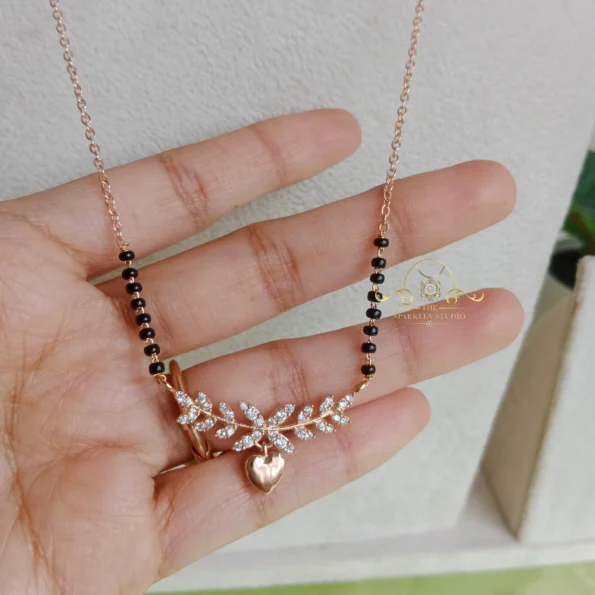 Mangalsutra with AD pendant and gold heart