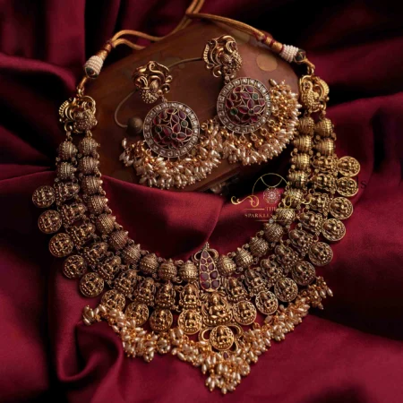 Bridal Goddess Lakshmi Neckset with Guttapusalu
