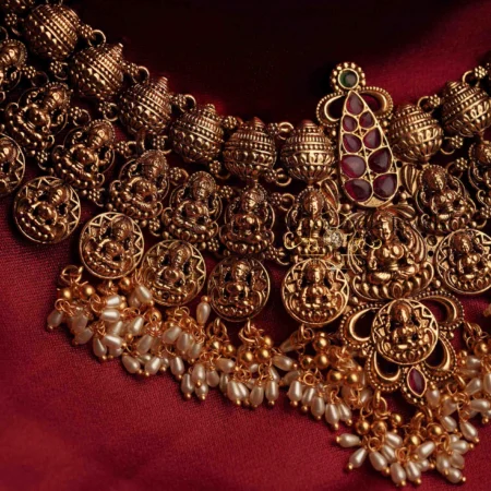 Bridal Goddess Lakshmi Neckset with Guttapusalu