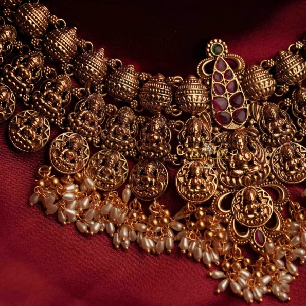 Bridal Goddess Lakshmi Neckset with Guttapusalu