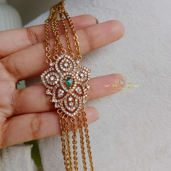 Five Row Mugappu Chain with Beautiful AD Pendant