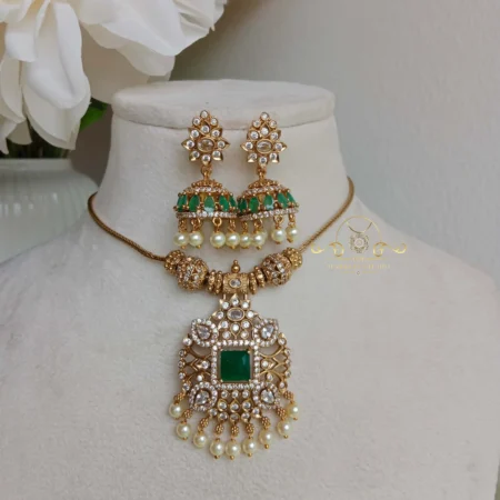 Beautiful Chain Pendant Necklace with Matching Jhumkis