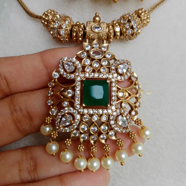 Beautiful Chain Pendant Necklace with Matching Jhumkis