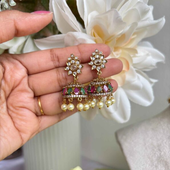 Beautiful Chain Pendant Necklace with Matching Jhumkis