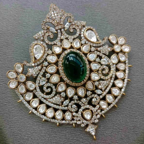 Dazzling Massonite Victorian Pendant Set with Emerald