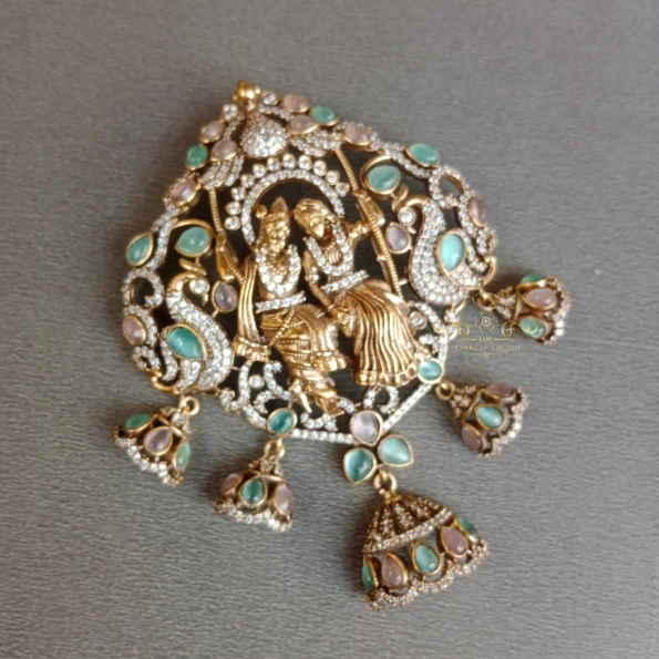 Pretty Krishna Radha Victorian pendant Set