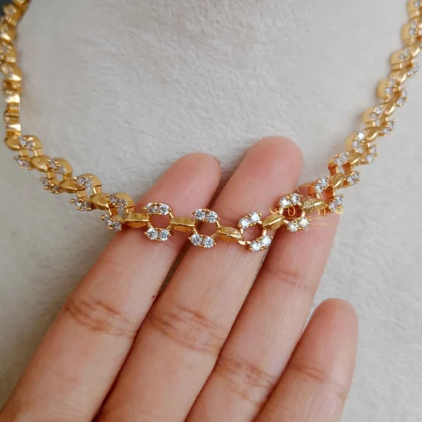 Cute Oval Gold AD Neckset