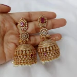 Sparkling Three Layer AD Jhumkis
