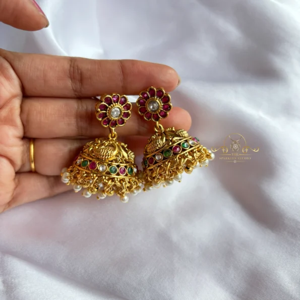 Kemp Stone Peacock Jhumki