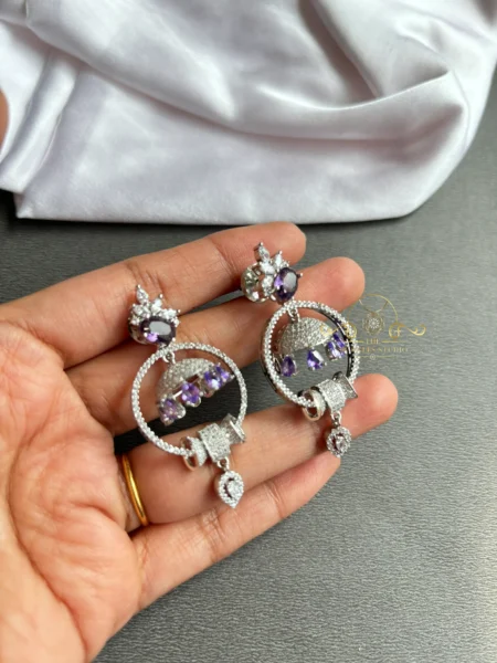Purple Stone and AD Jhumkas