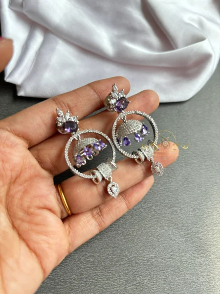 Purple Stone and AD Jhumkas