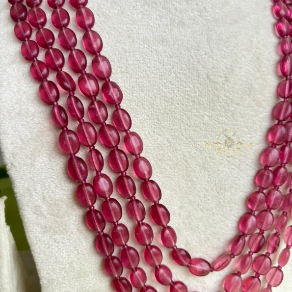 Four Line Ruby Beads Necklace