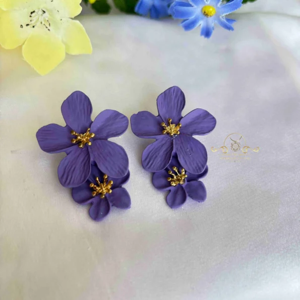 Colourful Two Layer Flower Earrings