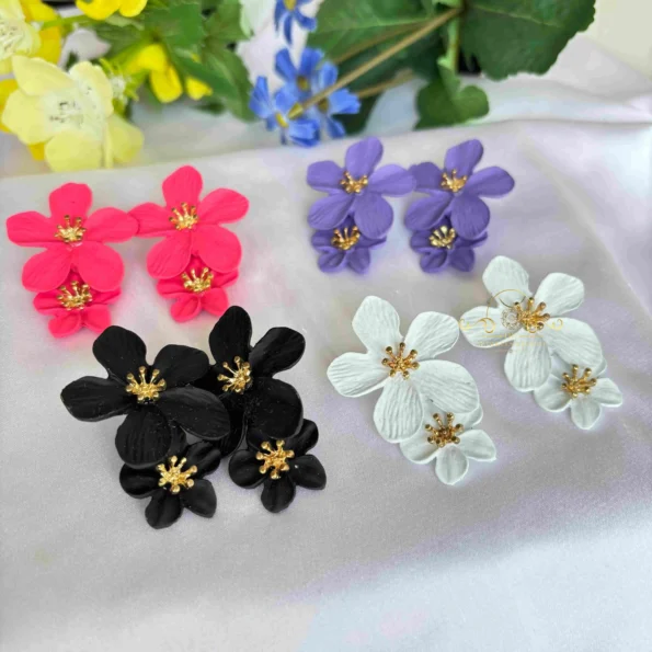 Colourful Two Layer Flower Earrings