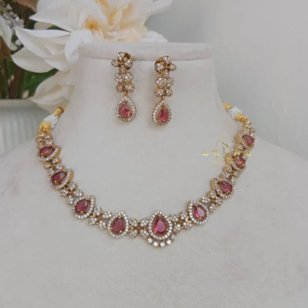 Pretty Butterfly Neckset with Coloured Stone