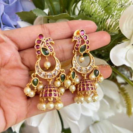 Peacock Chandbali Jhumki
