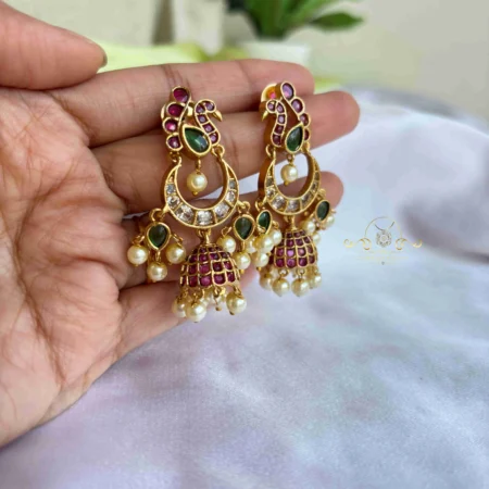 Peacock Chandbali Jhumki
