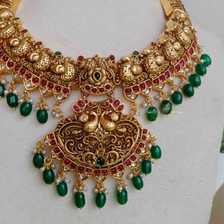 Bridal Peacock Set with Green Bead Drops
