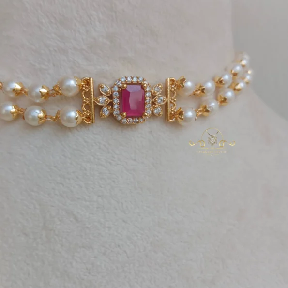 Mesmerising Two Line Pearl Choker with Pendant