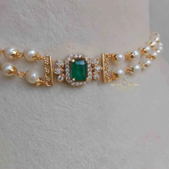 Mesmerising Two Line Pearl Choker with Pendant