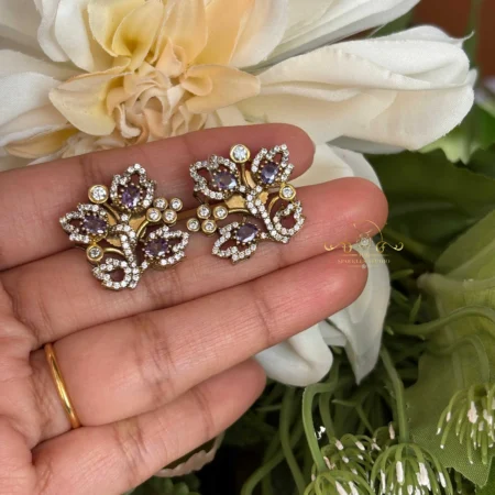 Purple Flower Victorian Earrings