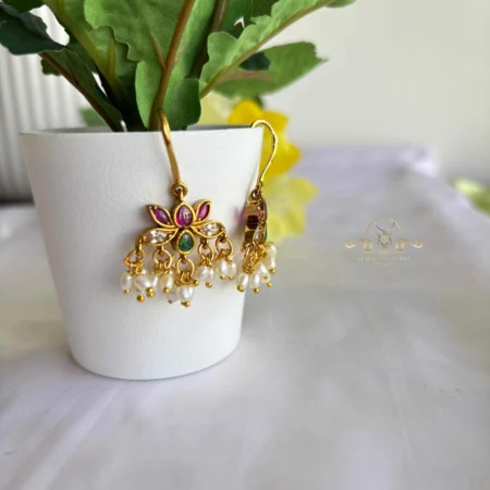 Lotus Hoop Earrings with Guttapusalu