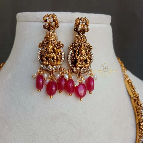 Heritage Antique Lakshmi Neckset with Red Beads
