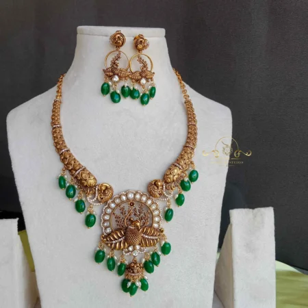 Gold Look Alike Antique Peacock Necklace
