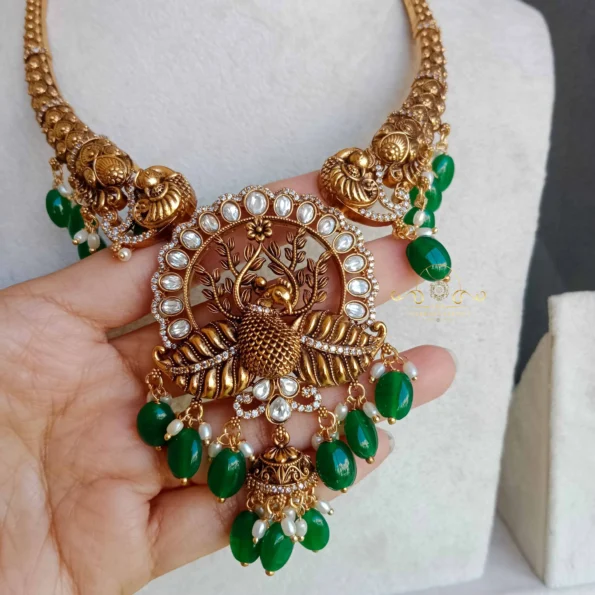 Gold Look Alike Antique Peacock Necklace