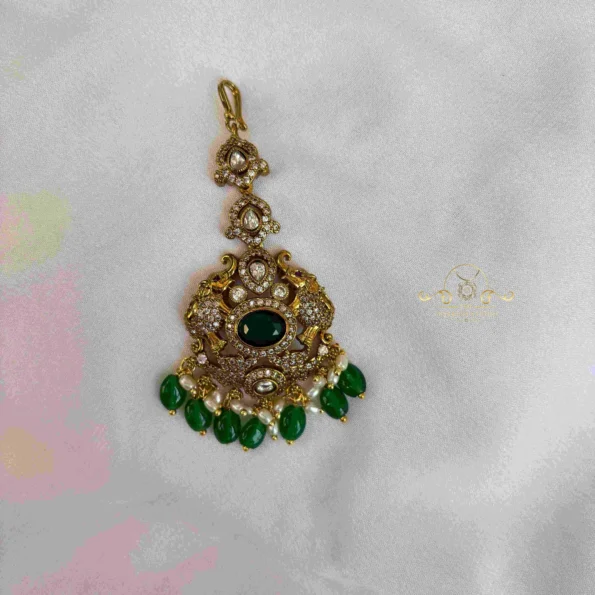 Sparkling Victorian Dual Elephant Maang Tikka
