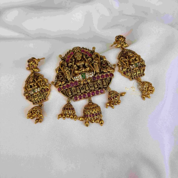 Goddess Lakshmi with Kemp Stone Antique Pendant