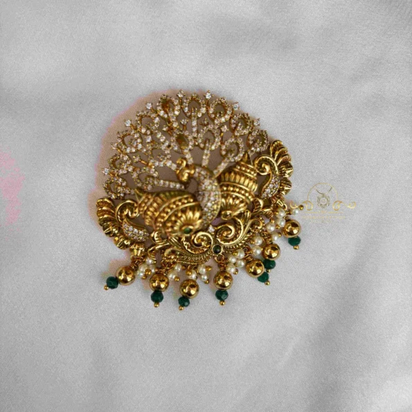 Antique Peacock with AD Pendant Set
