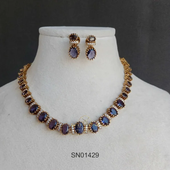 Pretty Victorian Purple Stone Solitaire Set