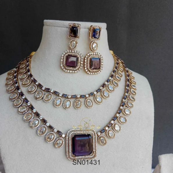 Two Layer Massonite Drops with Dark Puple Stone