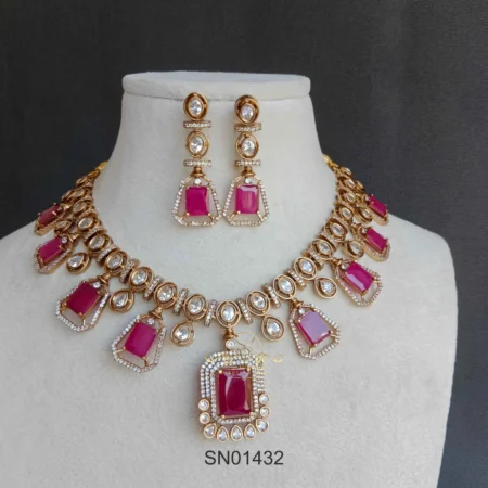 Classy Victorian Ruby Drop Neckset