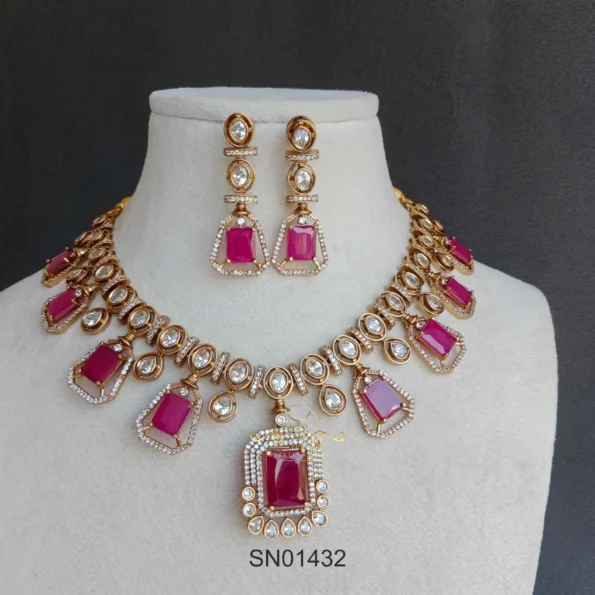 Classy Victorian Ruby Drop Neckset
