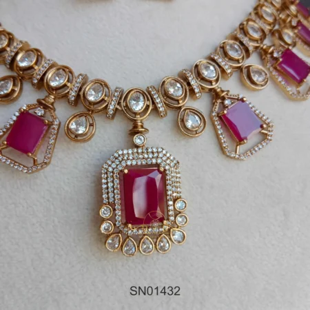 Classy Victorian Ruby Drop Neckset