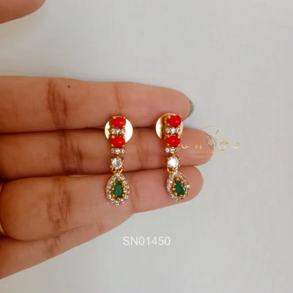 Pretty Coral Ovals with Emerald Drops