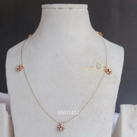 Invisible Chain with AD Nine Stone Drop Neckset