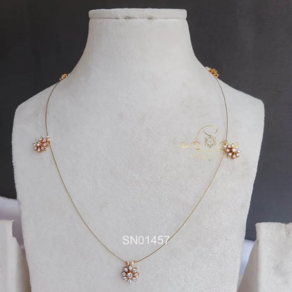 Invisible Chain with AD Nine Stone Drop Neckset