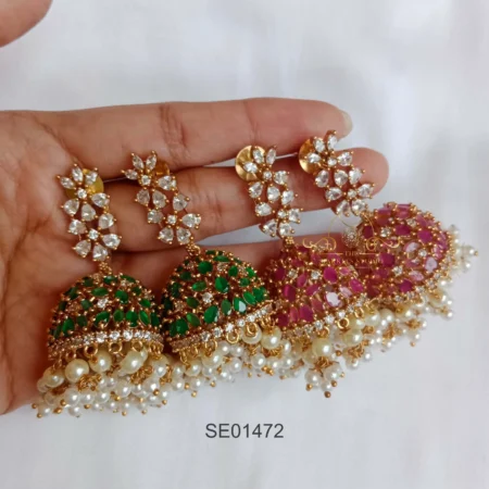 Pretty Jhumkis with Pearl Drops