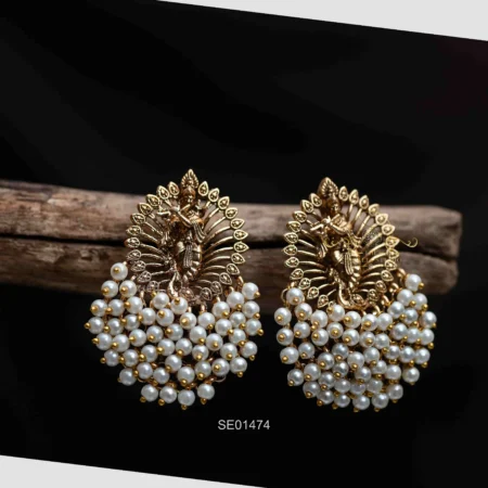 Antique Krishna Earrings with Pearls