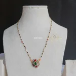 Gorgeous Navrathna Pendant in Multibeads Chain