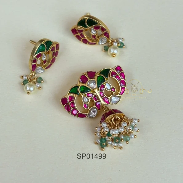 Peacock Jhumki Pendant Set