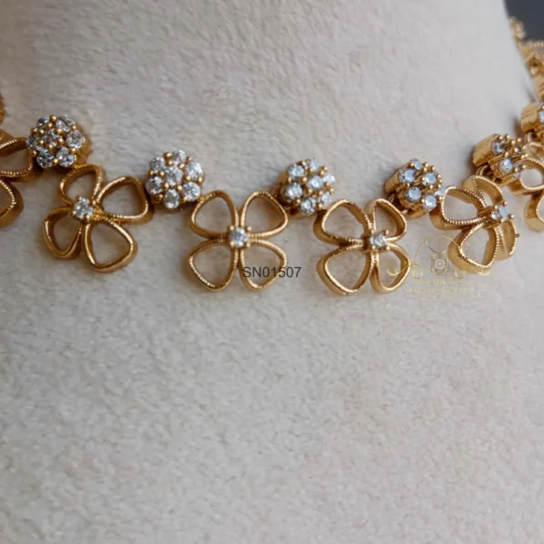 Gold Flower With AD Neckset